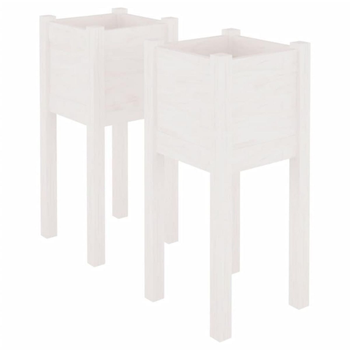 VIDAXL Jardinieres d'exterieur 2 pcs Blanc 31x31x70 cm Bois de pin