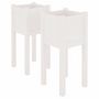 Voir la diapositive 2 : VIDAXL Jardinieres d'exterieur 2 pcs Blanc 31x31x70 cm Bois de pin