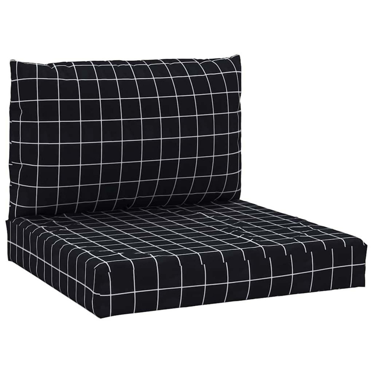 VIDAXL Coussins de palette lot de 2 motif a carreaux noir tissu Oxford