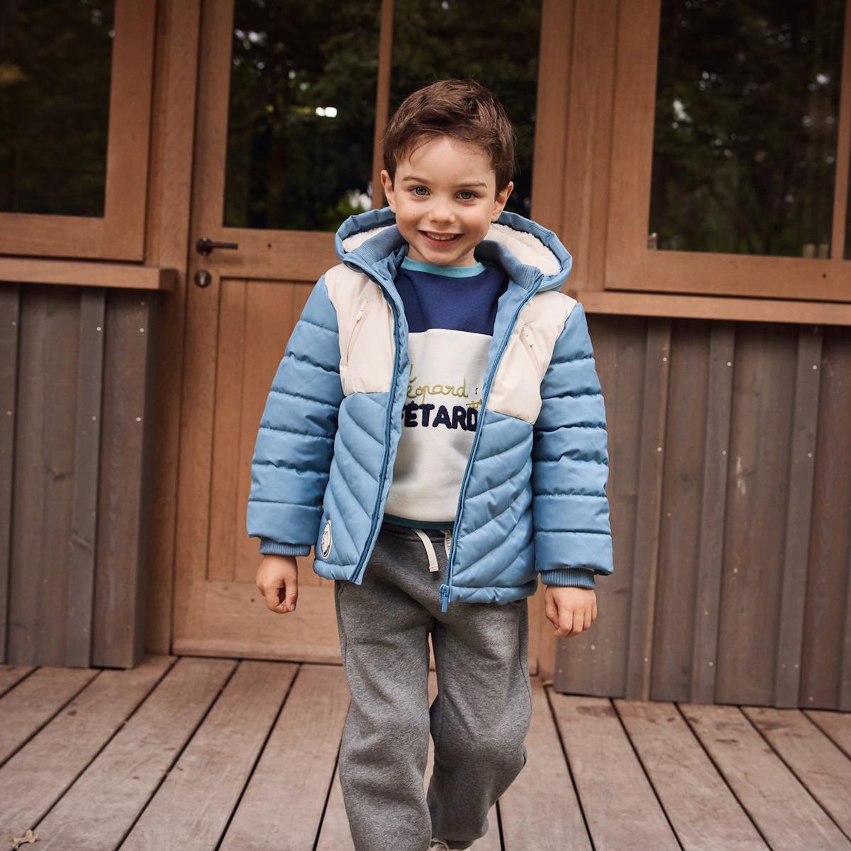 Petit Béguin Doudoune enfant imperméable doublée polaire avec capuche Tao