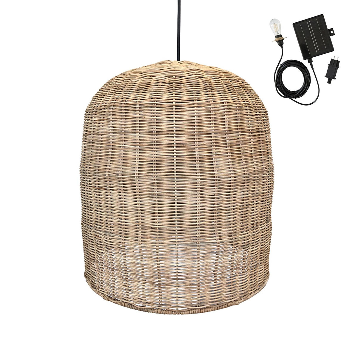 Lumisky Suspension d'extérieur nomade solaire GIACOMO Beige Rotin H45cm