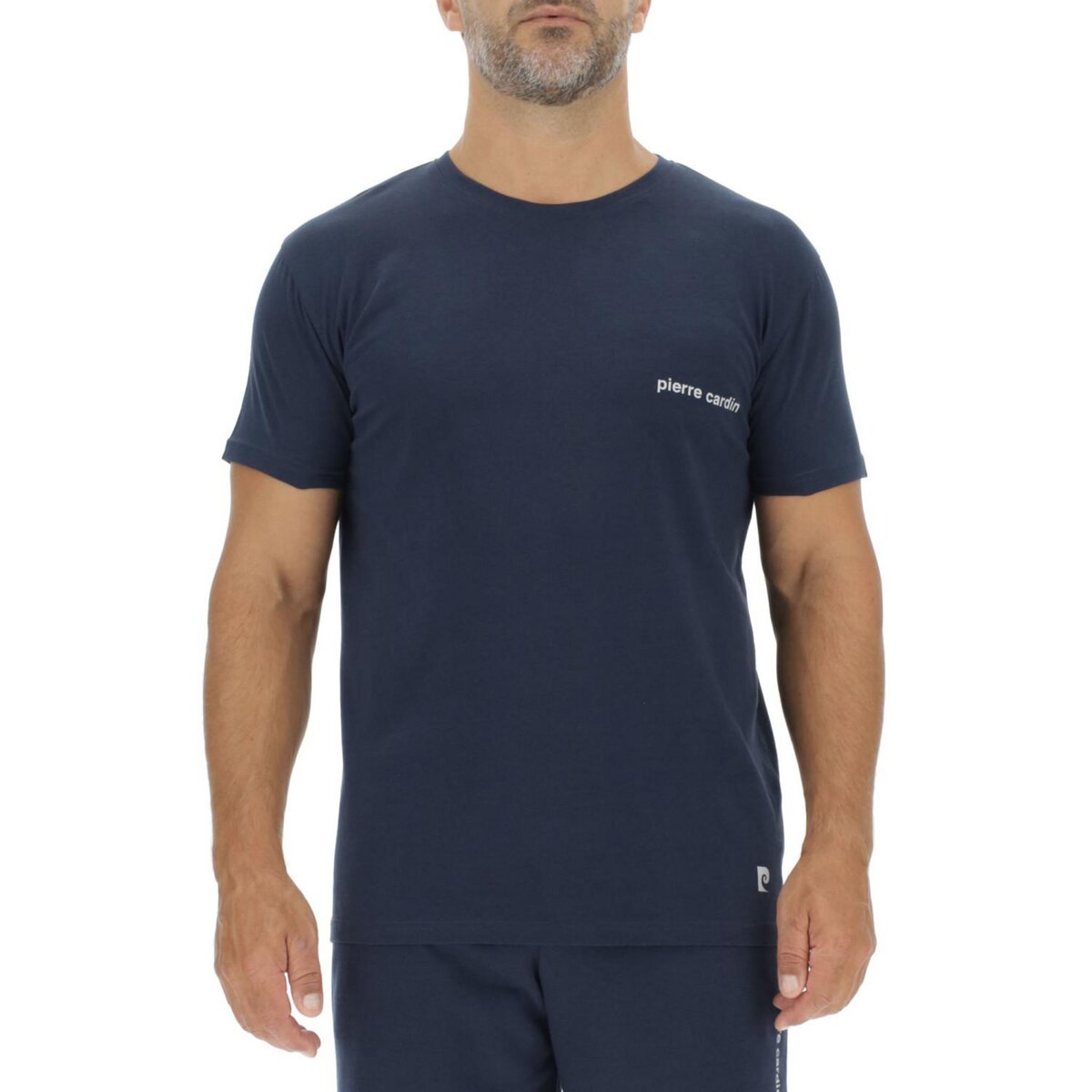 PIERRE CARDIN Lot de 3 T-shirts homme en coton uni col rond imprimé poitrine