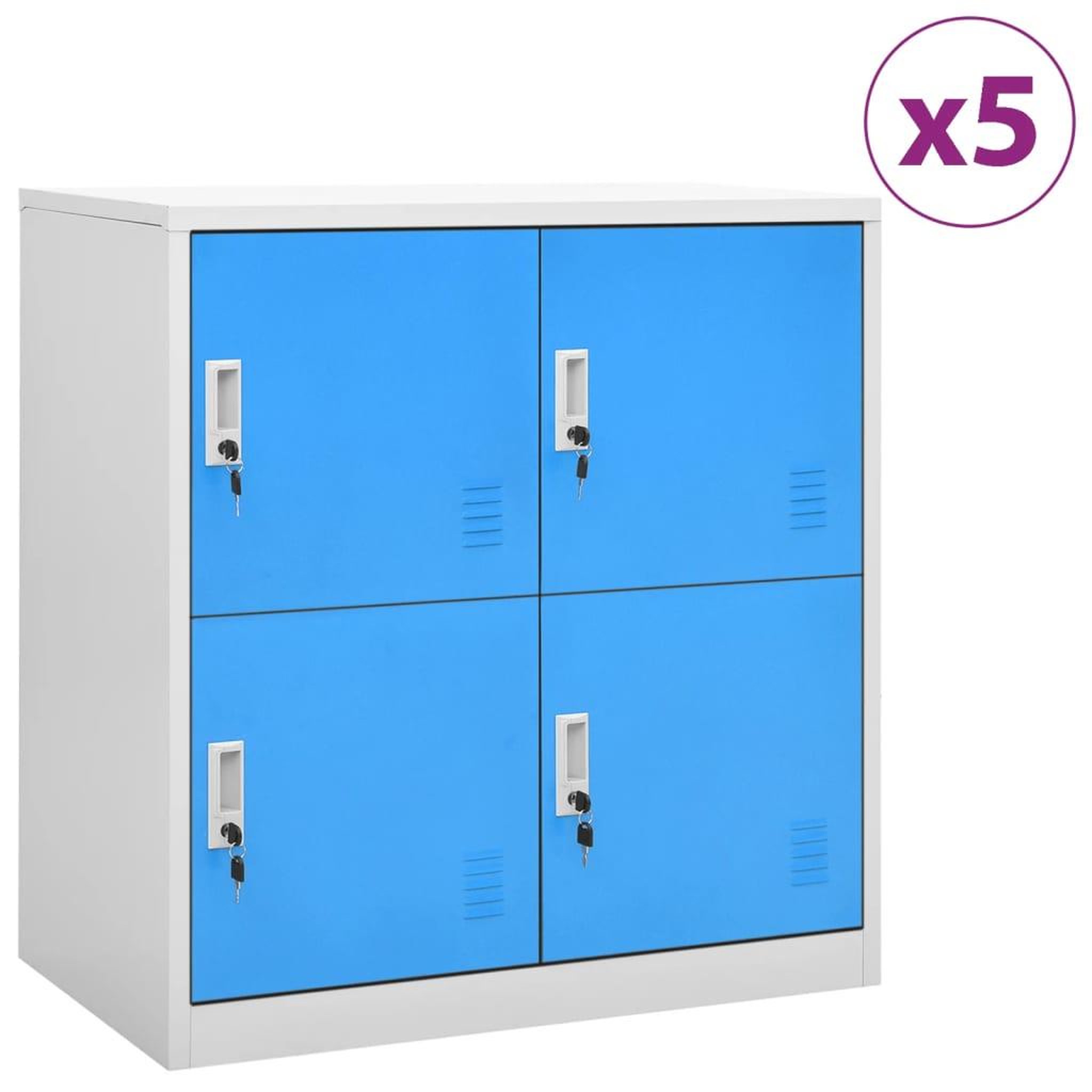 VIDAXL Armoires a casiers 5 pcs Gris clair et bleu 90x45x92,5 cm Acier