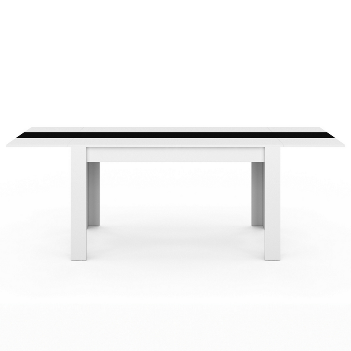 ID MARKET Table à manger extensible rectangle GEORGIA 6-10 personnes blanche et noire 140-220 x 90 cm
