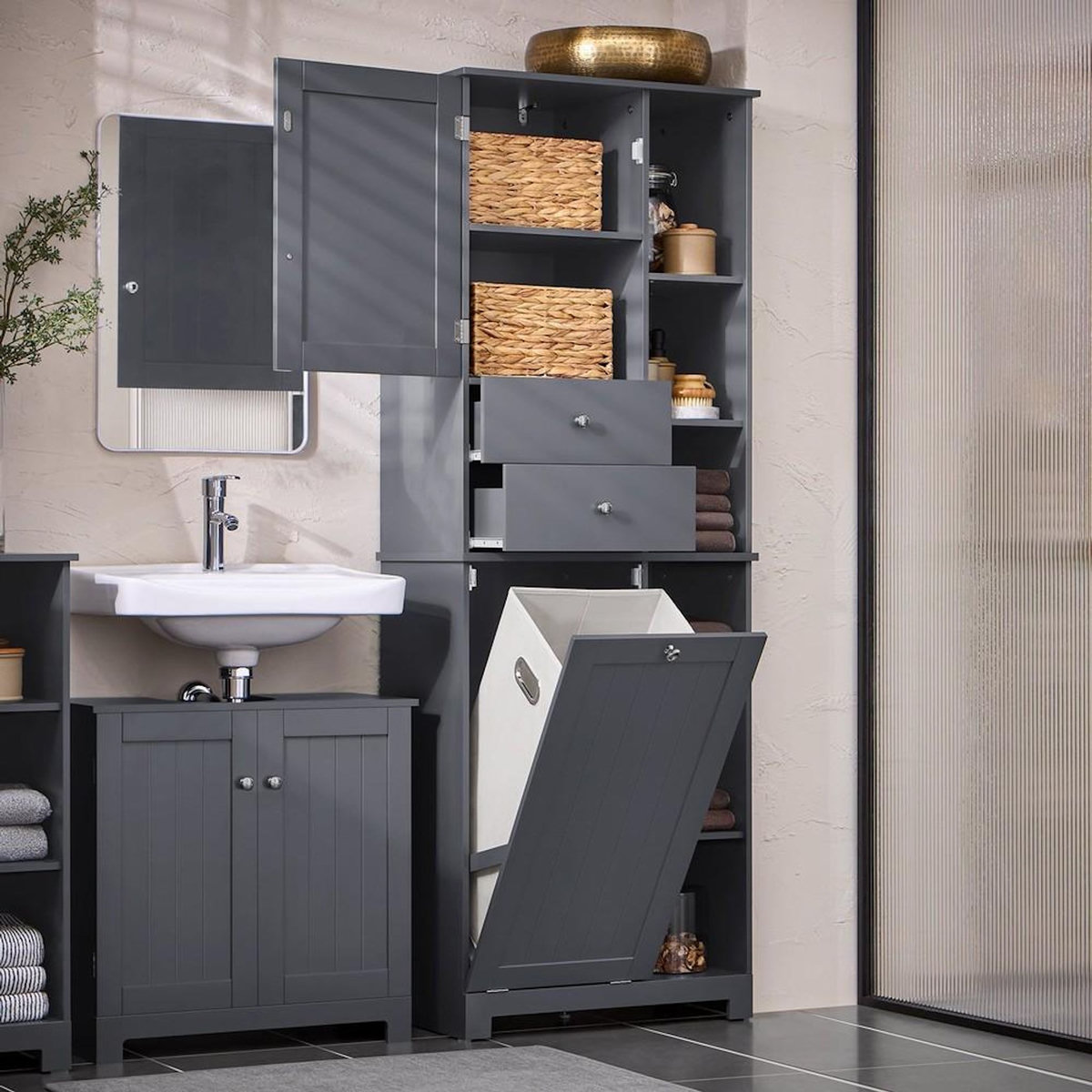 SOBUY SoBuy - Colonne De Salle De Bain à 3 tiroirs - Nordique - BZR104