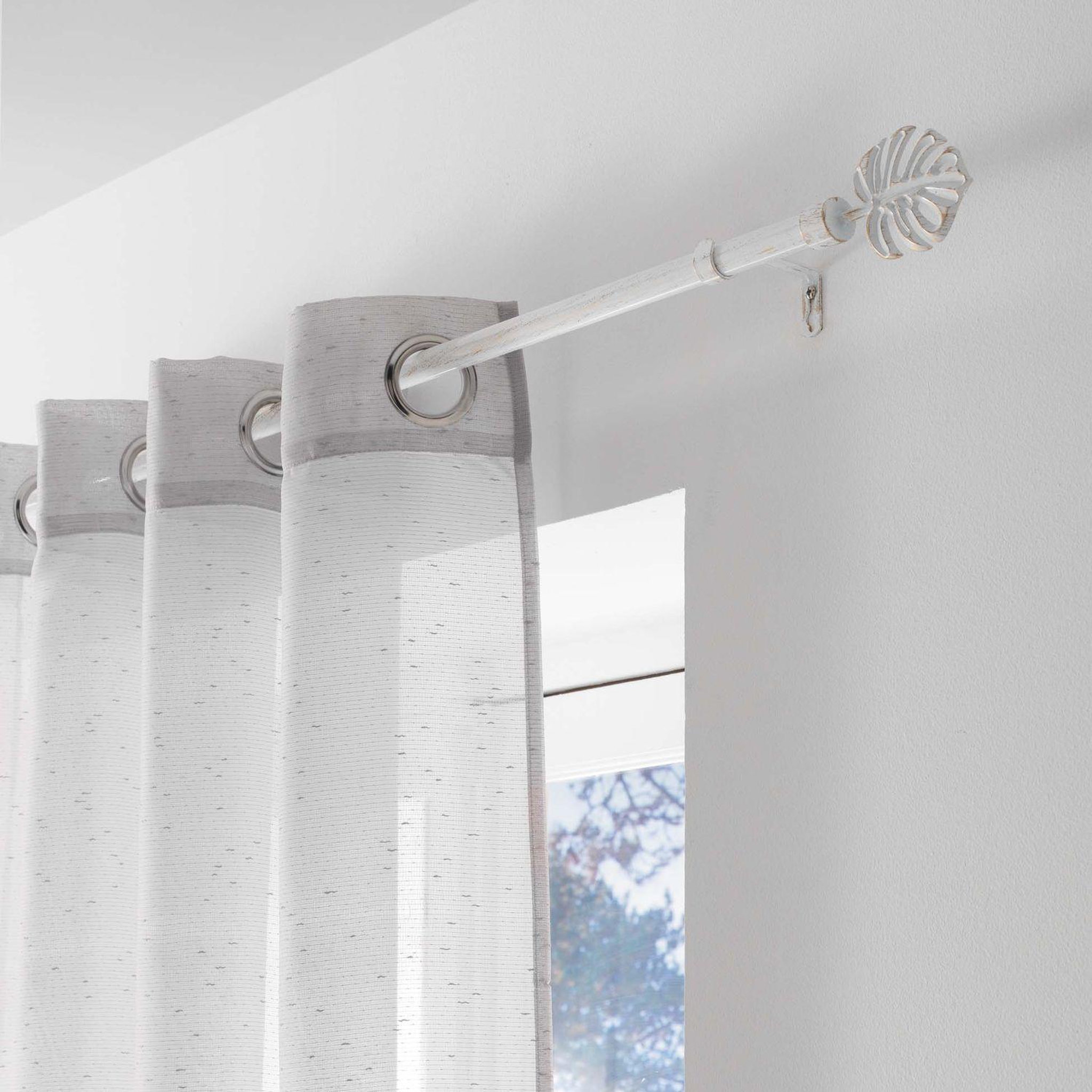 Voir la diapositive 2 : Douceur d'Intérieur Kit de tringle à rideaux extensible feuille - l210 /l380 cm - patine blanc