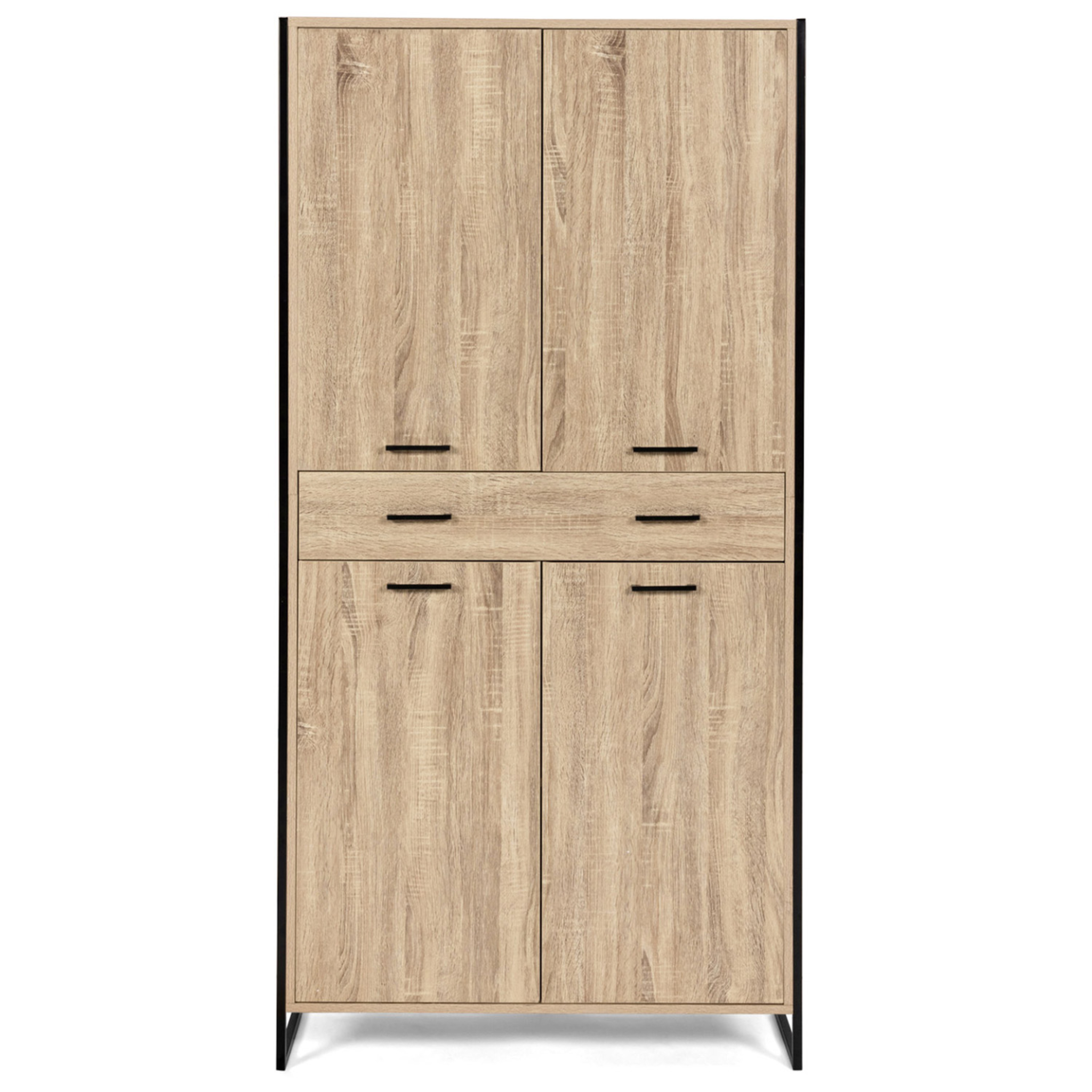 Voir la diapositive 3 : ID MARKET Armoire à chaussures 24 paires luis 4 portes avec tiroir design industriel h. 180 cm