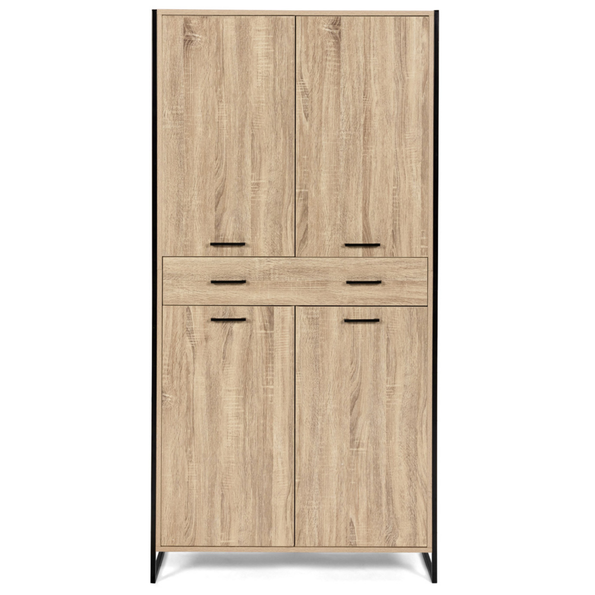 ID MARKET Armoire à chaussures 24 paires LUIS 4 portes avec tiroir design industriel H. 180 cm