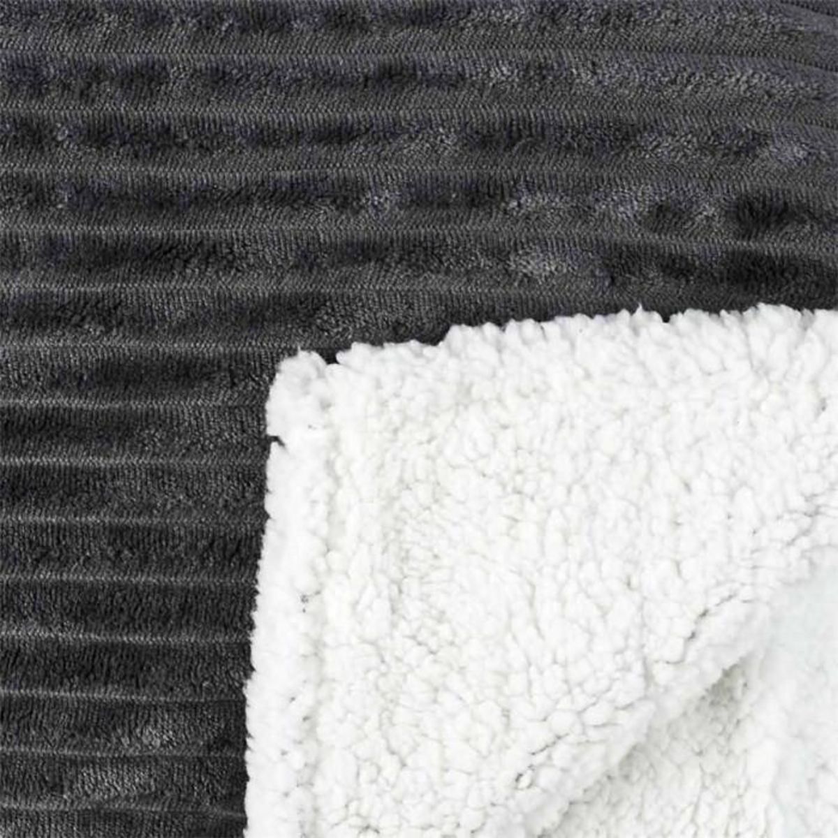 Paris Prix Plaid Flanelle Côtelé  Sherpa  180x220cm Gris