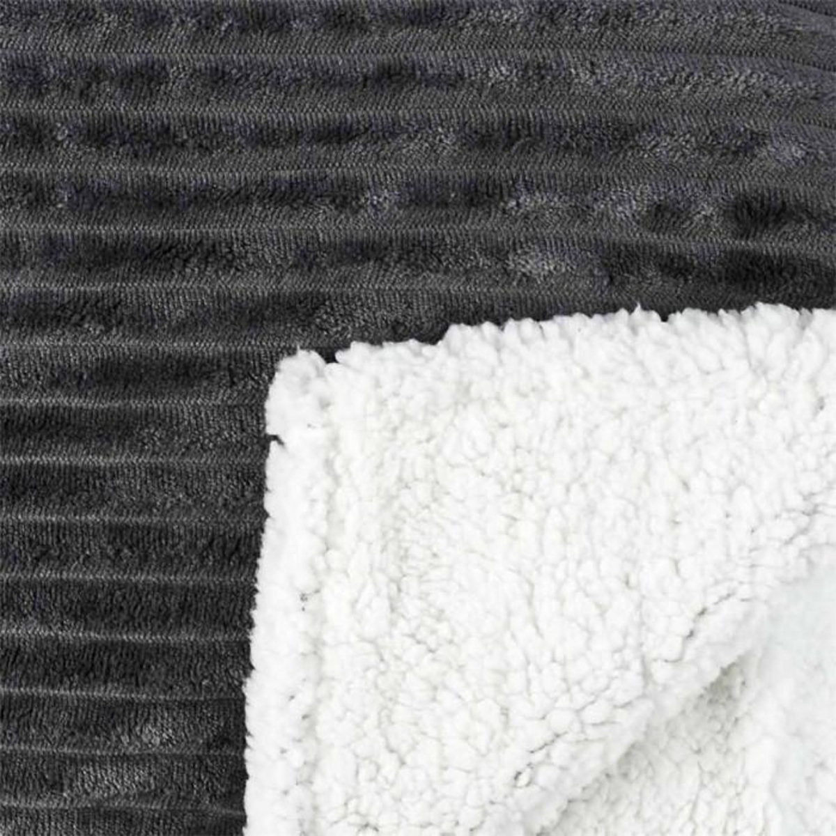 Paris Prix Plaid Flanelle Côtelé  Sherpa  180x220cm Gris