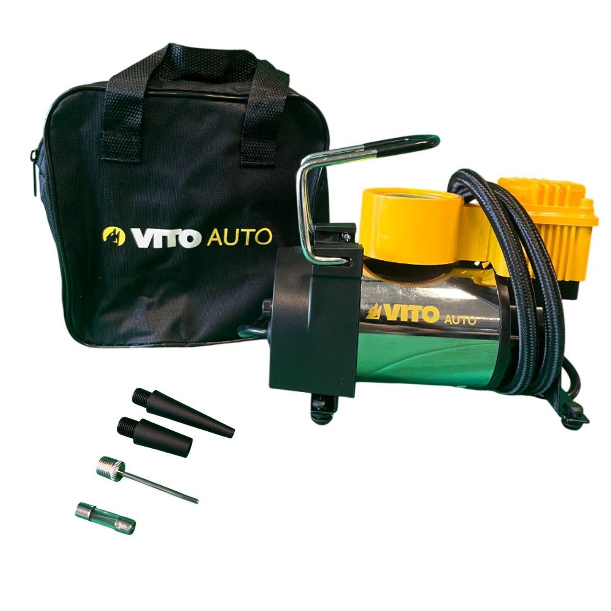 Voir la diapositive 6 : VITO Compresseur portable 140w 10 bar 115psi multi fonctions 35l/min accessoires et sac vito