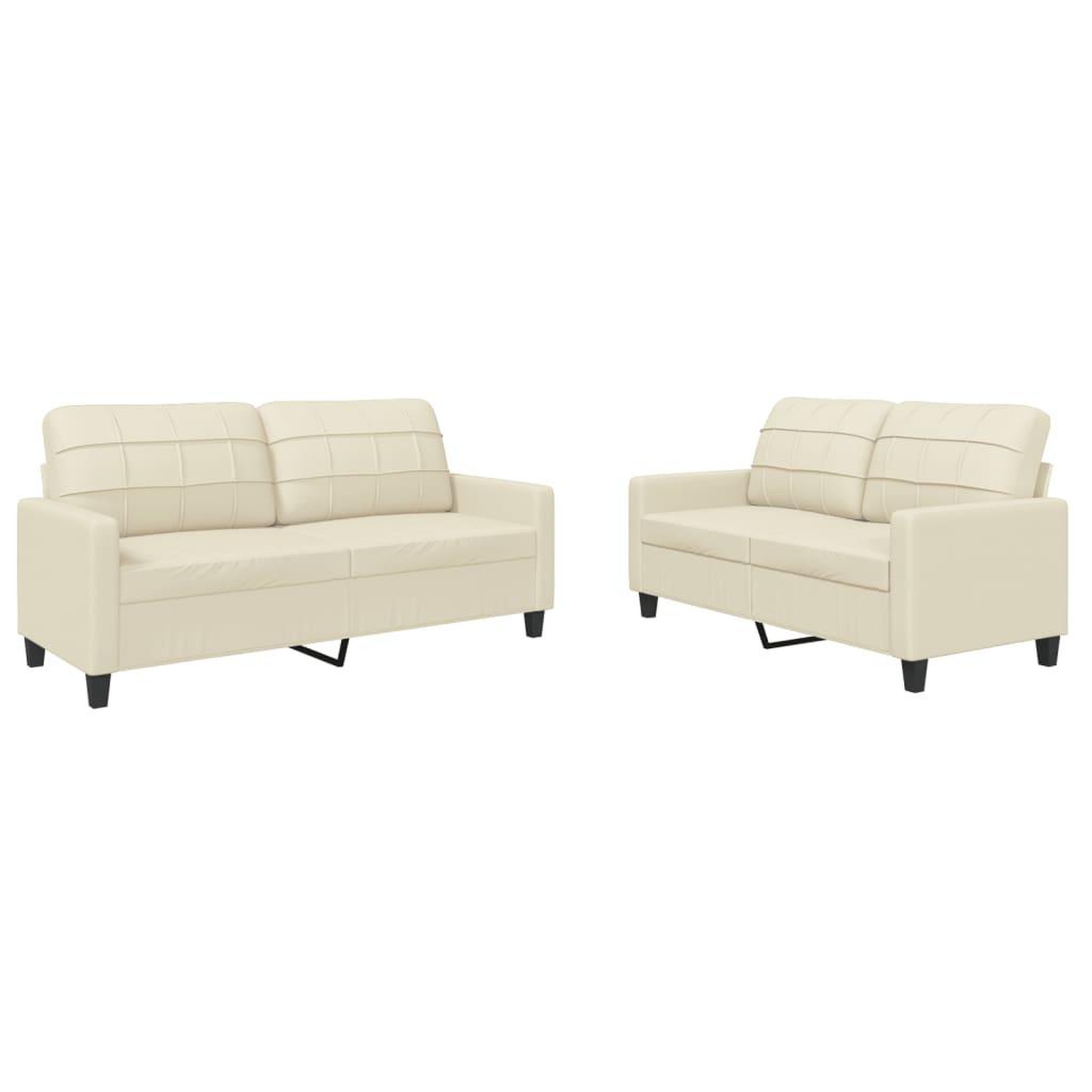 Voir la diapositive 2 : VIDAXL Ensemble de canapes 2 pcs avec coussins Creme Similicuir