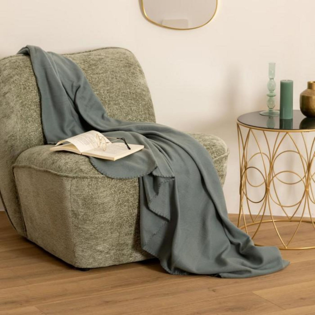 ATMOSPHERA Plaid Polaire  Jeremy  125x150cm Bleu Orage