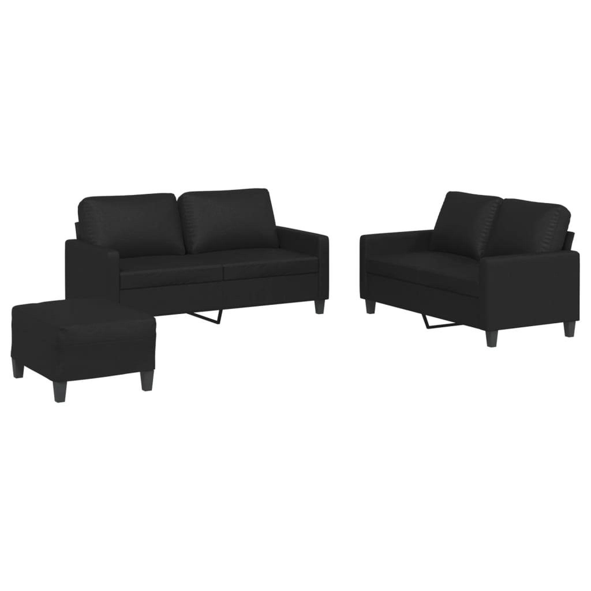 Voir la diapositive 2 : VIDAXL Ensemble de canapes 3 pcs avec coussins Noir Similicuir
