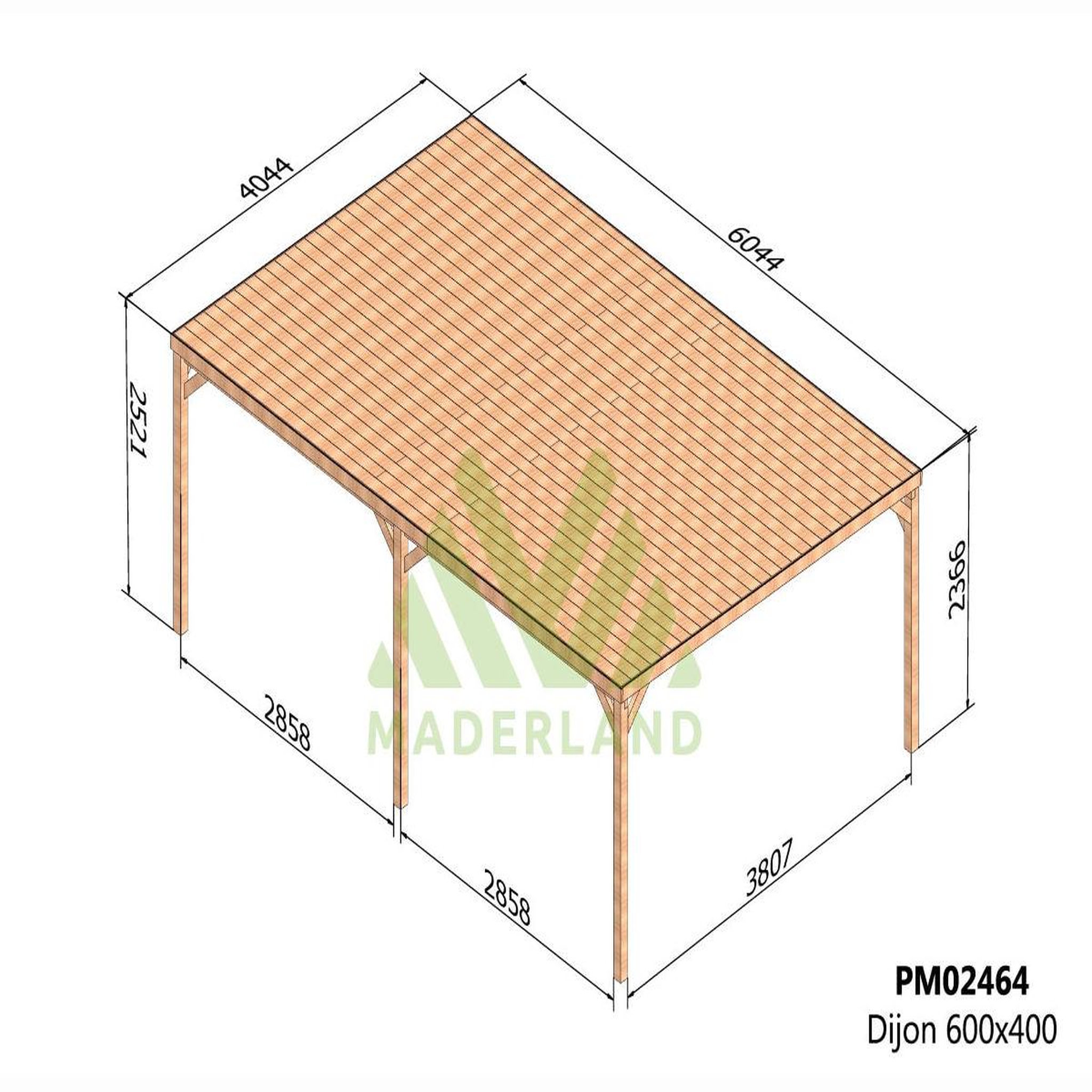 Voir la diapositive 2 : JARDIDECO Pergola en bois dijon avec toit 600 x 400 cm - maderland