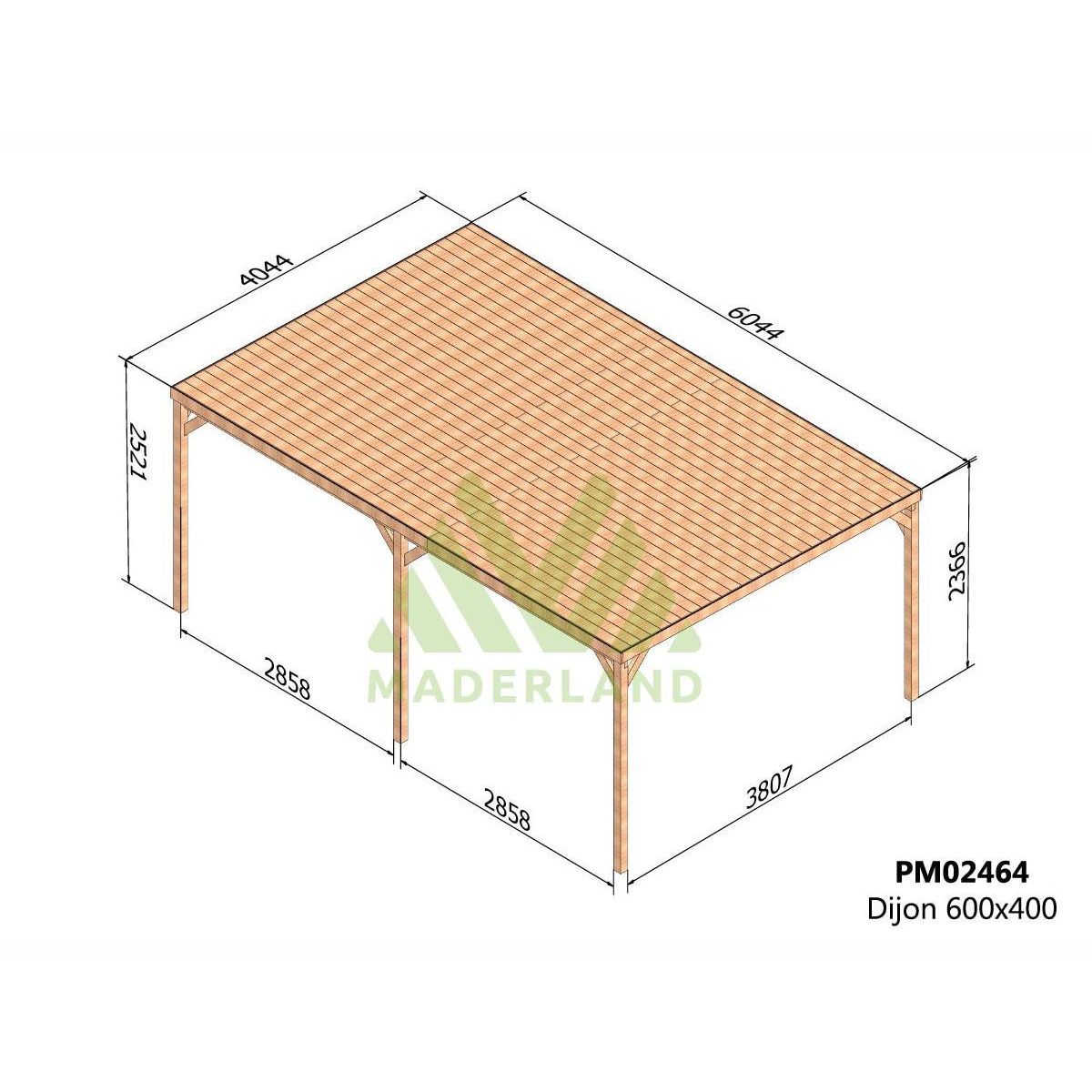 JARDIDECO Pergola en bois Dijon avec toit 600 x 400 cm - Maderland