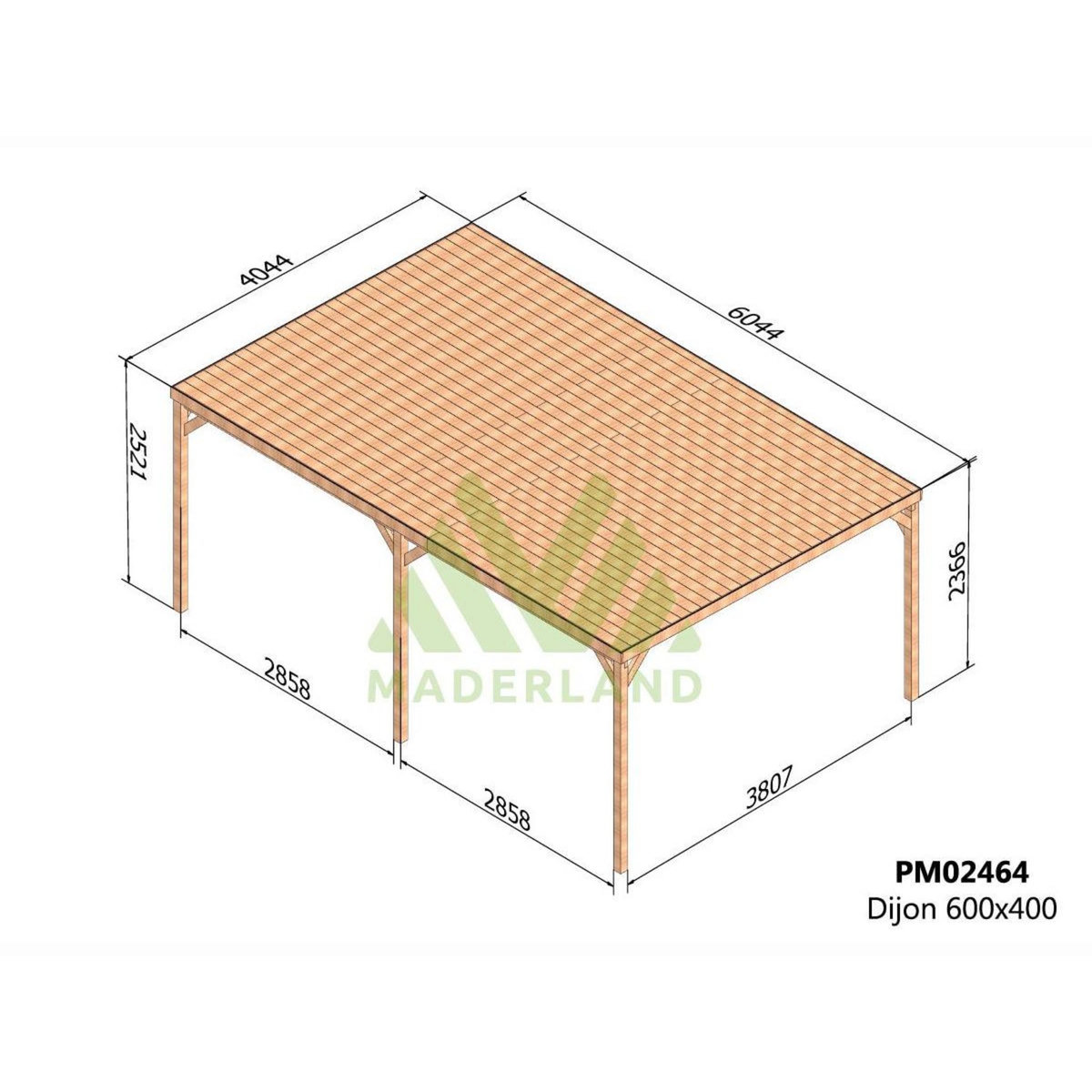JARDIDECO Pergola en bois Dijon avec toit 600 x 400 cm - Maderland
