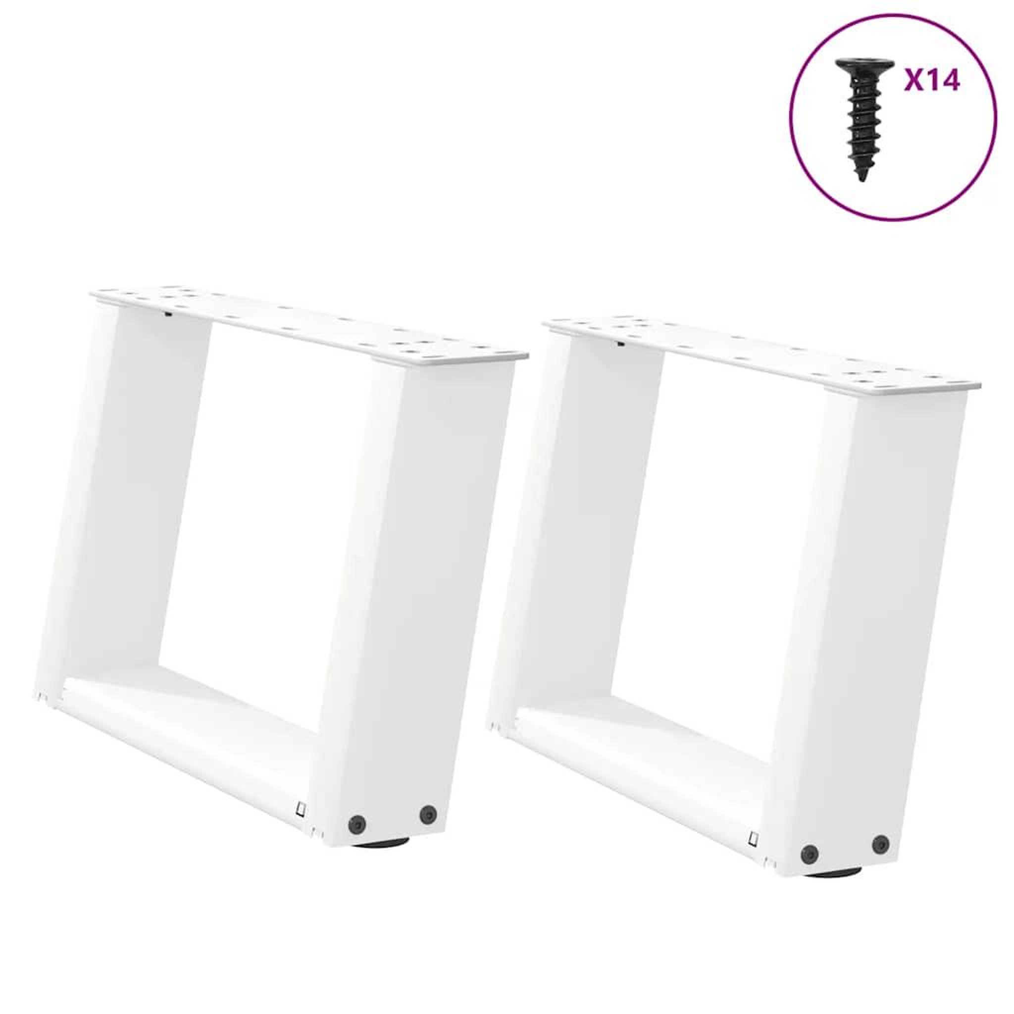 VIDAXL Pieds de table basse forme de U 2 pcs blanc 40x(30-31) cm acier