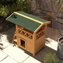 Voir la diapositive 5 : PAWHUT Maison lodge chat chien - niche villa avec terrasse, escalier, toit - 77 x 50 x 73 cm - bois pin pré-huilé
