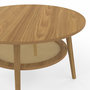 Voir la diapositive 5 : ID MARKET Table basse 70 cm HANAE ronde bois façon hêtre et plateau effet naturel cannage