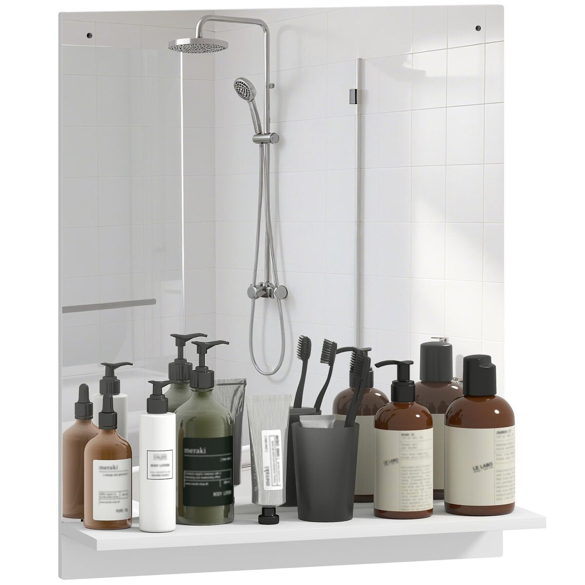 HOMCOM Miroir mural salle de bain - étagère - 50 x 60 cm - blanc