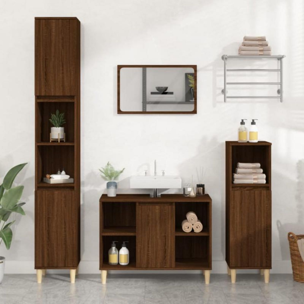 VIDAXL Meuble d évier chêne marron 80x33x60 cm bois d ingénierie