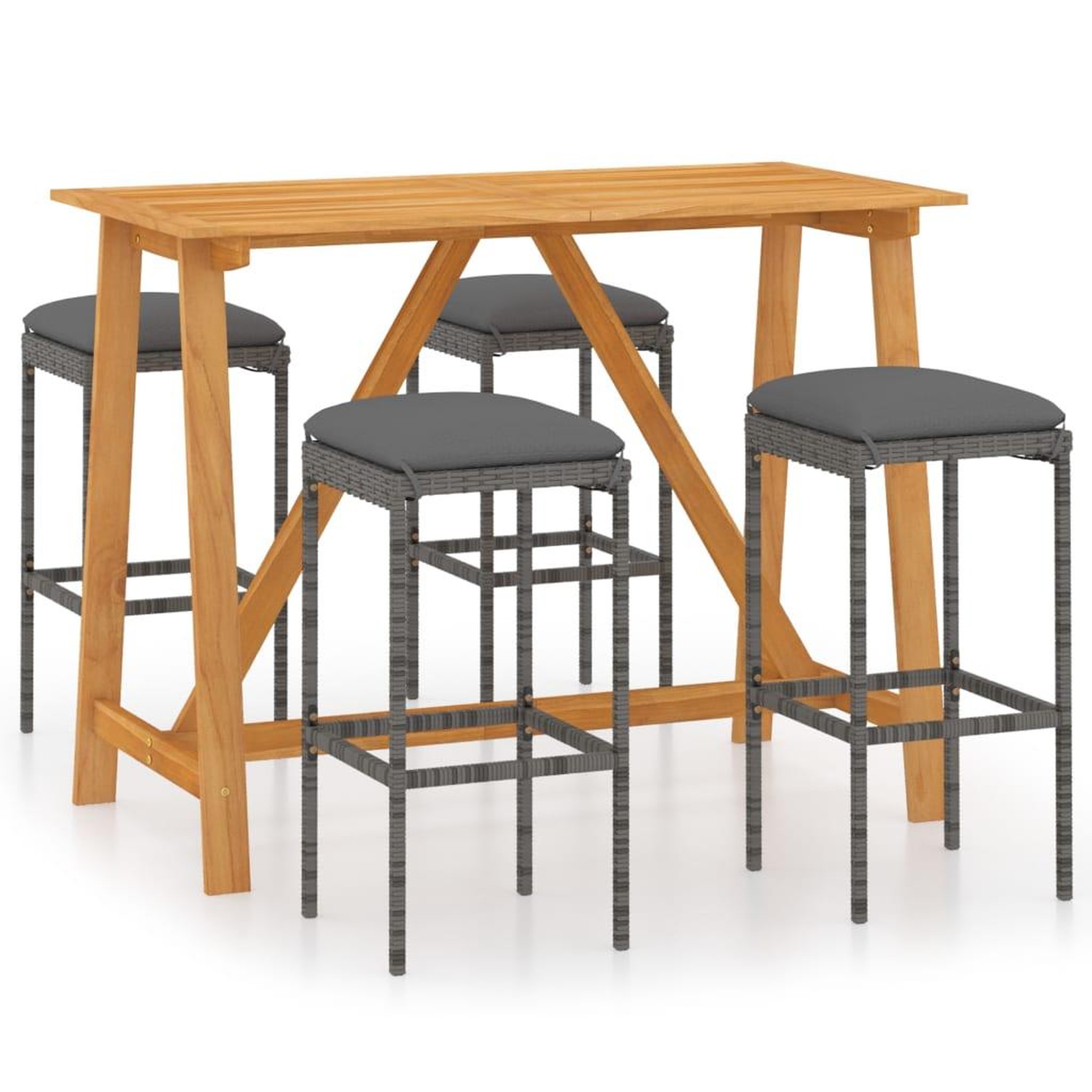 Voir la diapositive 2 : VIDAXL Ensemble de bar de jardin avec coussins 5 pcs Gris