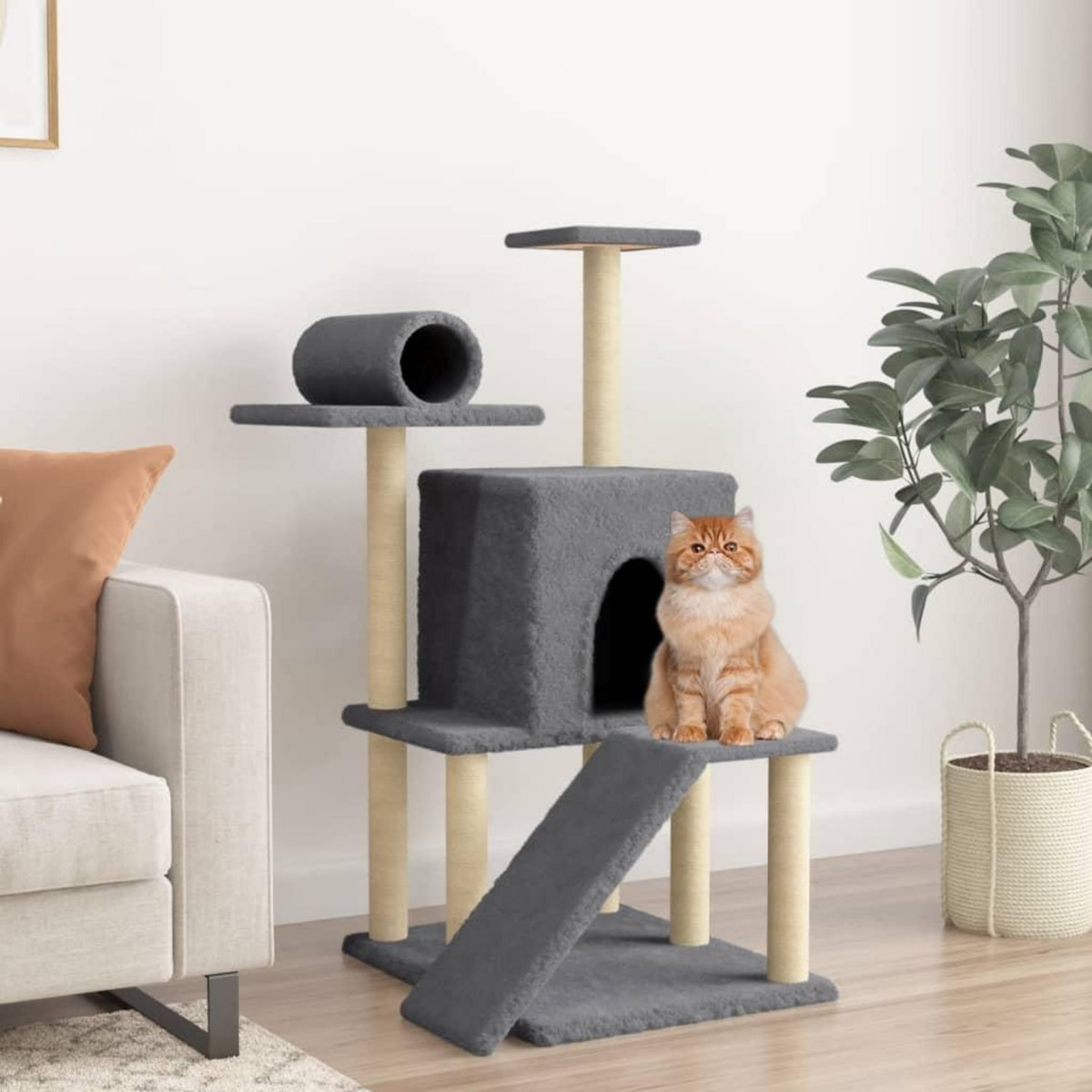 VIDAXL Arbre a chat avec griffoirs en sisal gris fonce 110,5 cm
