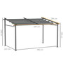 Voir la diapositive 3 : OUTSUNNY Pergola rétractable 3,97L x 2,95l x 2,3H m structure alu. métal époxy polyester gris