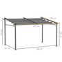 Voir la diapositive 3 : OUTSUNNY Pergola rétractable 3,97L x 2,95l x 2,3H m structure alu. métal époxy polyester gris