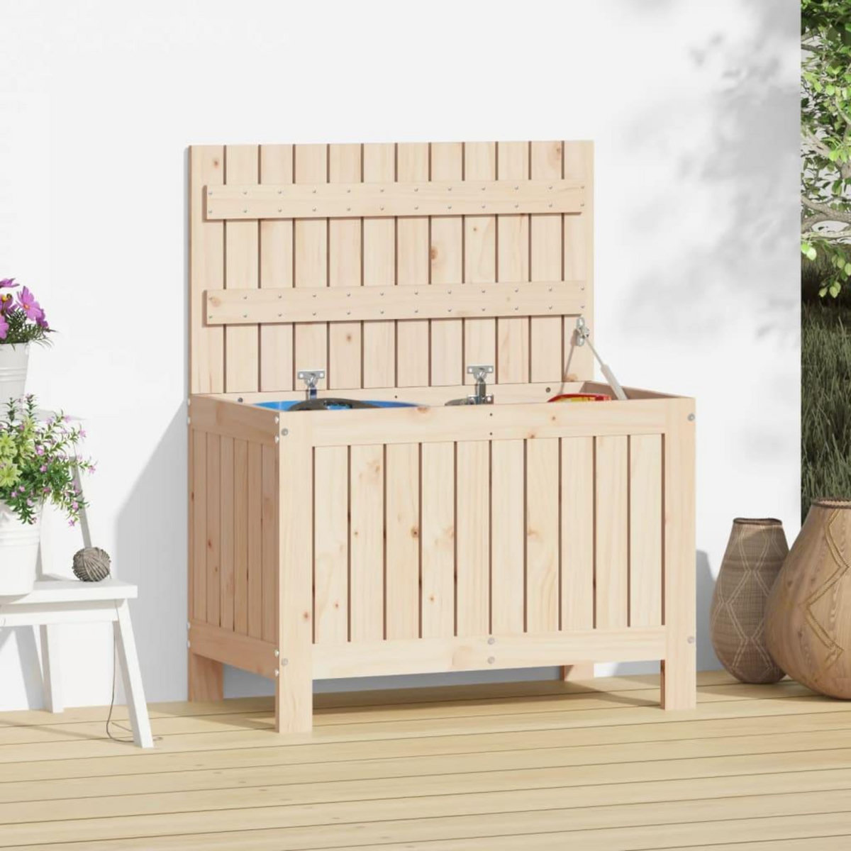 VIDAXL Boîte de rangement de jardin 76x42,5x54 cm Bois massif de pin