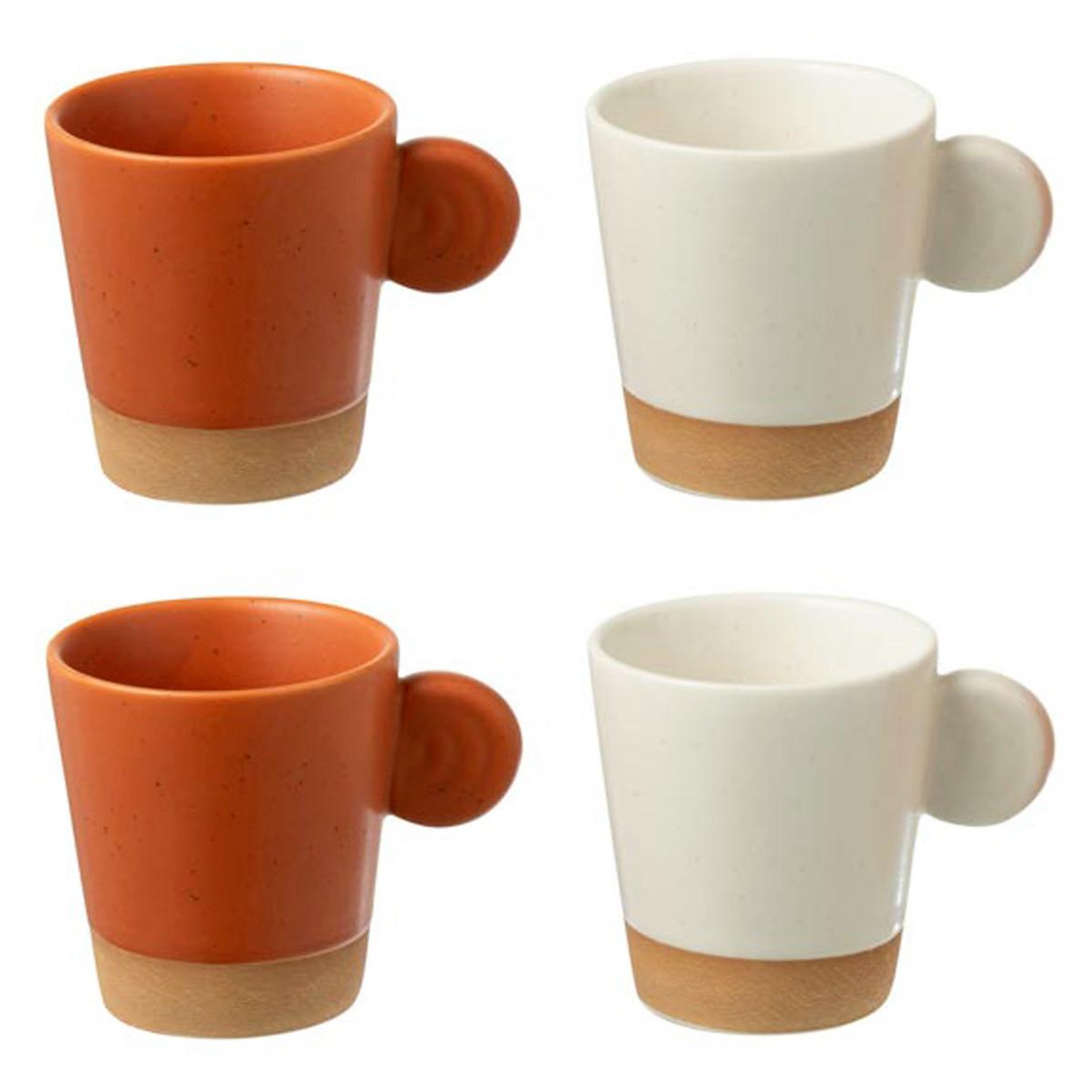 J-LINE Lot de 4 tasses à café  avery  7,5cl orange & blanc