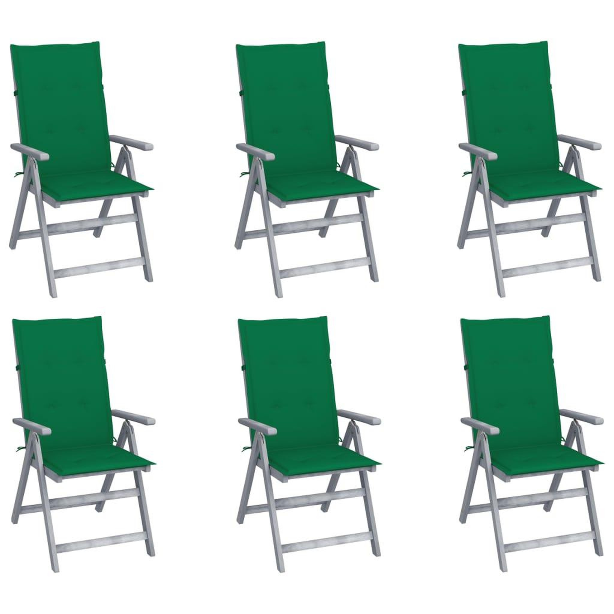 VIDAXL Chaises inclinables de jardin lot de 6 et coussins Bois acacia