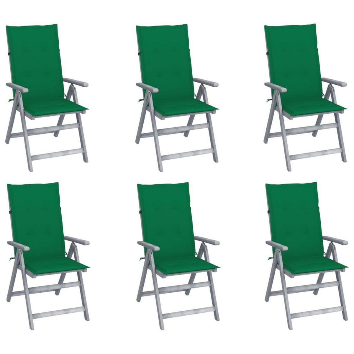 VIDAXL Chaises inclinables de jardin lot de 6 et coussins Bois acacia
