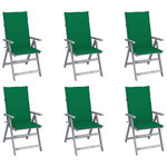 VIDAXL Chaises inclinables de jardin lot de 6 et coussins Bois acacia