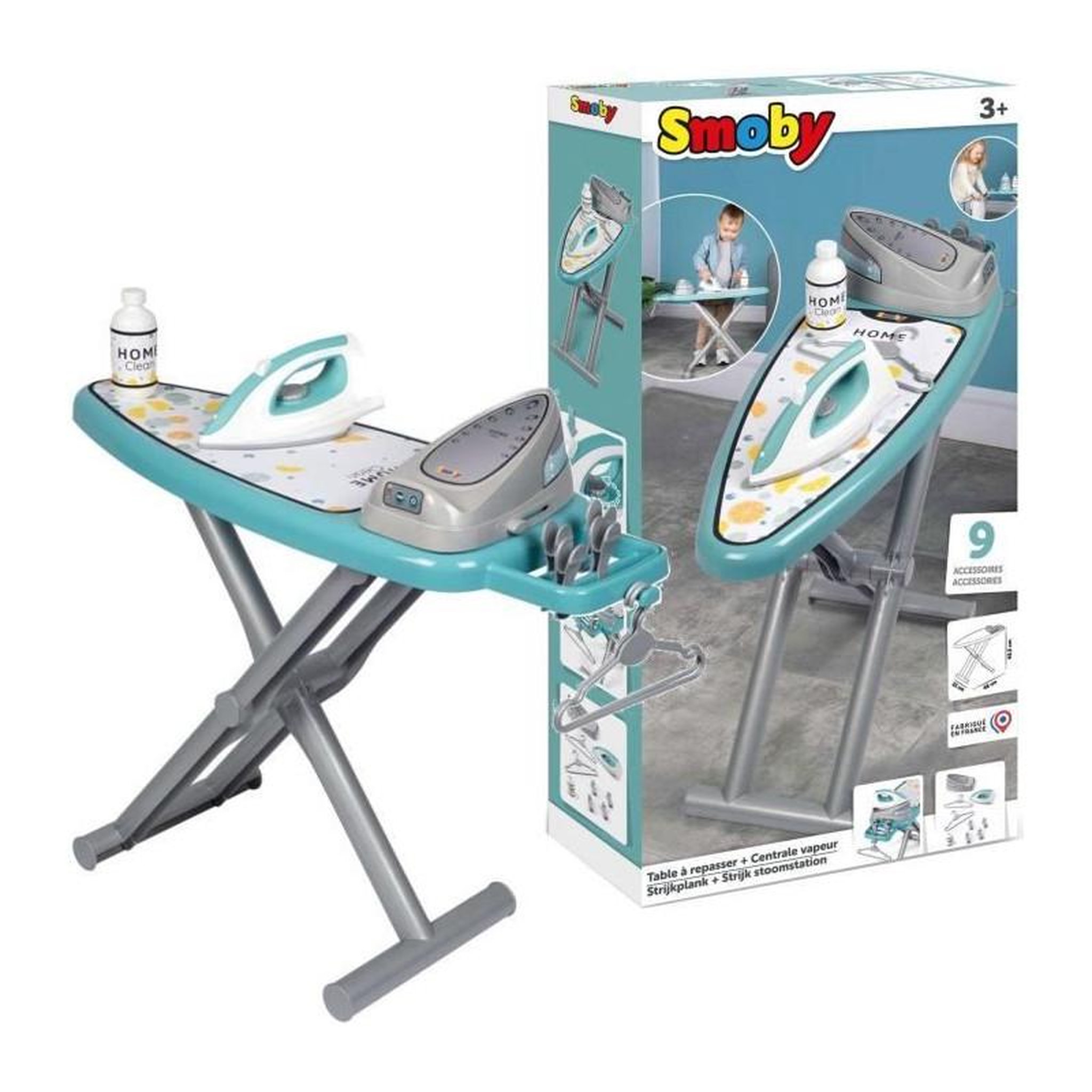 Voir la diapositive 1 : SMOBY Smoby - Planche a repasser avec station vapeur + 9 accessoires - Jeux d'imitation ménage - H48cm - Fabrication Française - Dé