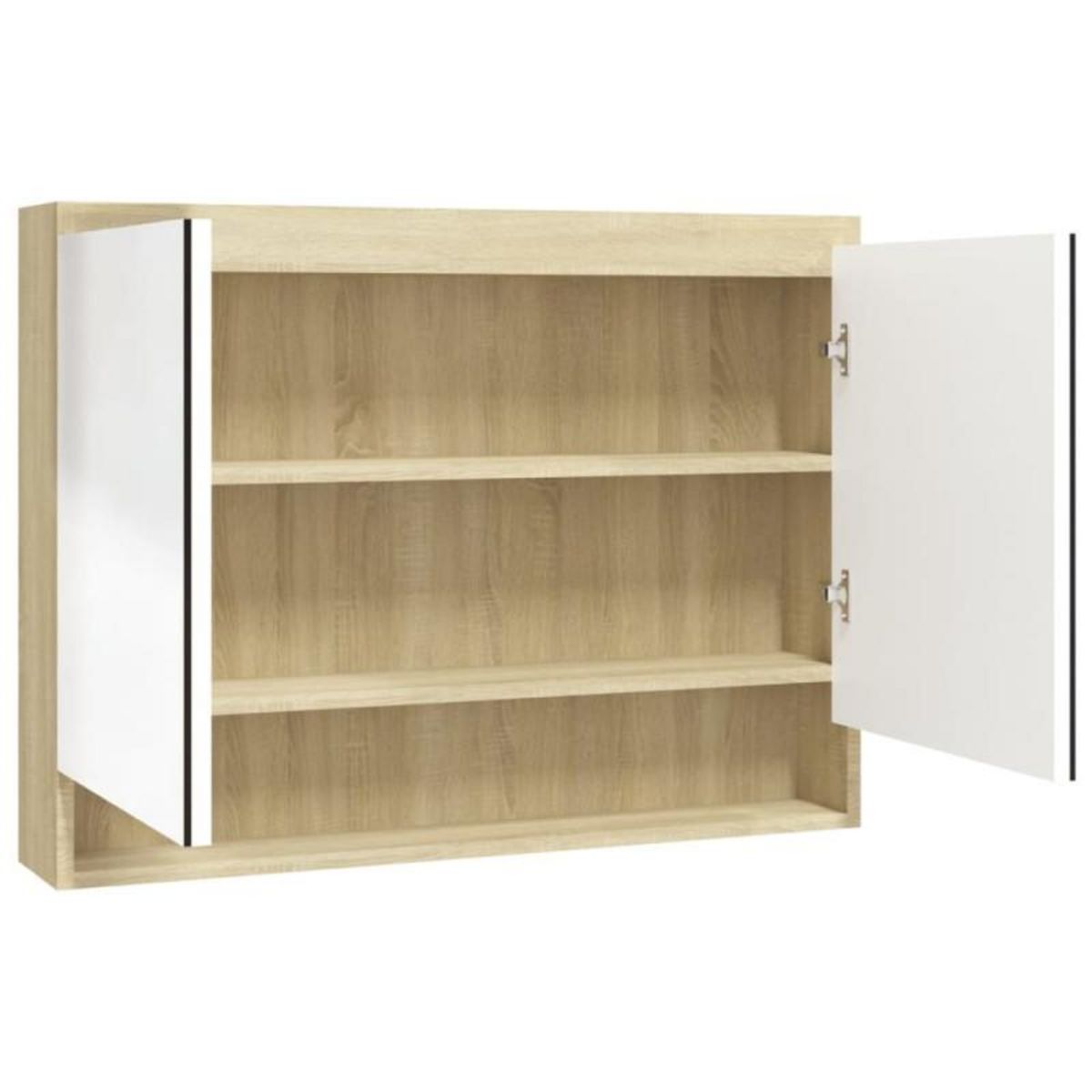 VIDAXL Armoire à miroir de salle de bain 80x15x60cm MDF Blanc et chêne
