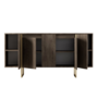 Voir la diapositive 4 : CONCEPT USINE Buffet design bois et or 160 cm - 4 portes LUXOR