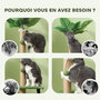Voir la diapositive 6 : PAWHUT Arbre à chat design tropical - plateforme, griffoir, 2 jeux boules - beige vert