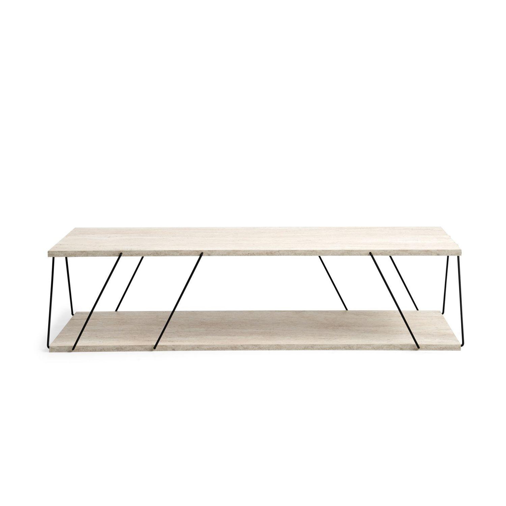 TOILINUX Table basse contemporaine effet travertin - beige