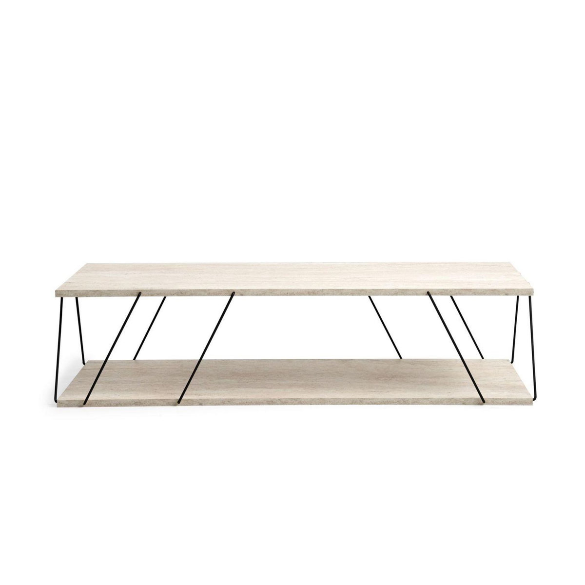 TOILINUX Table basse contemporaine effet travertin - Beige