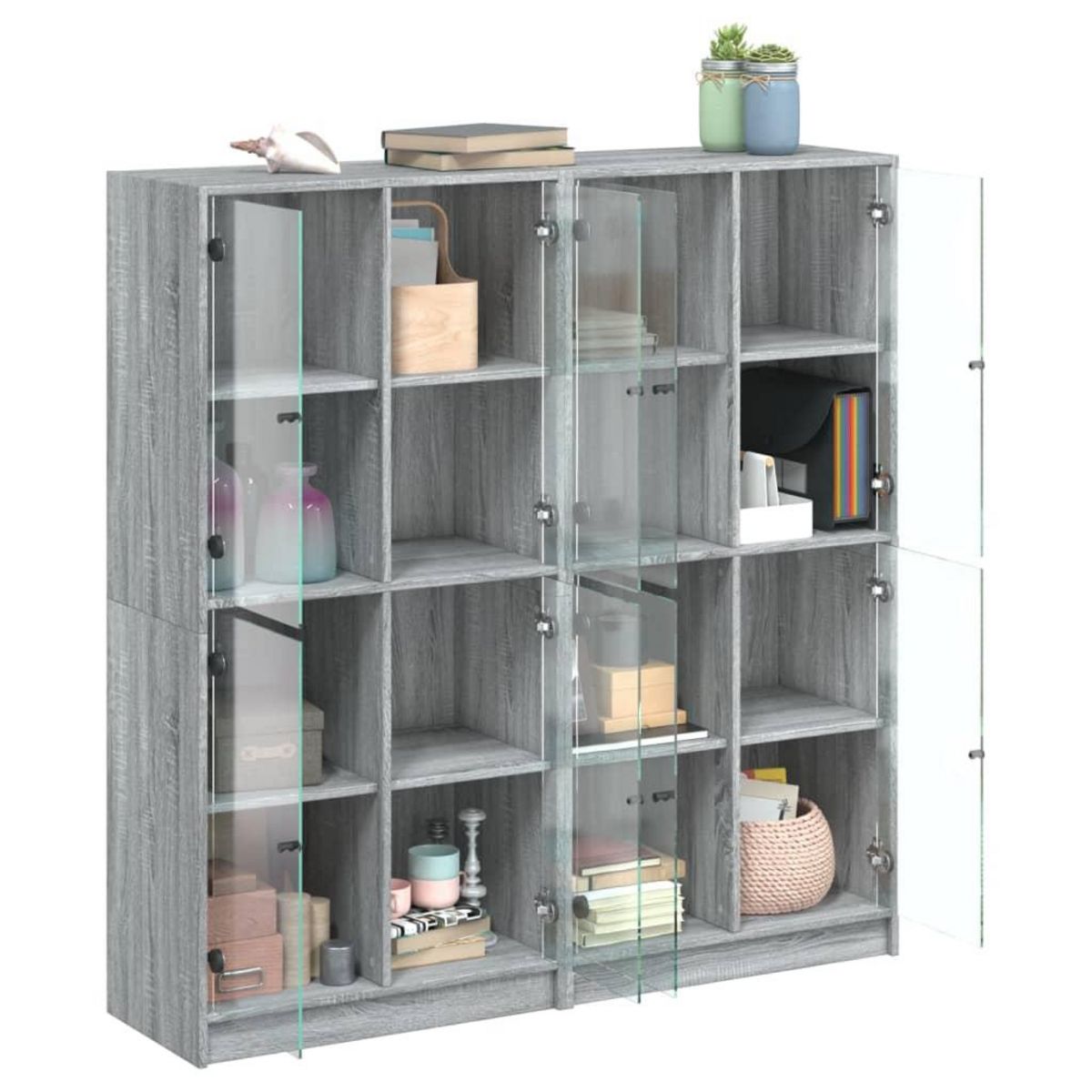 VIDAXL Bibliotheque avec portes sonoma gris 136x37x142 cm