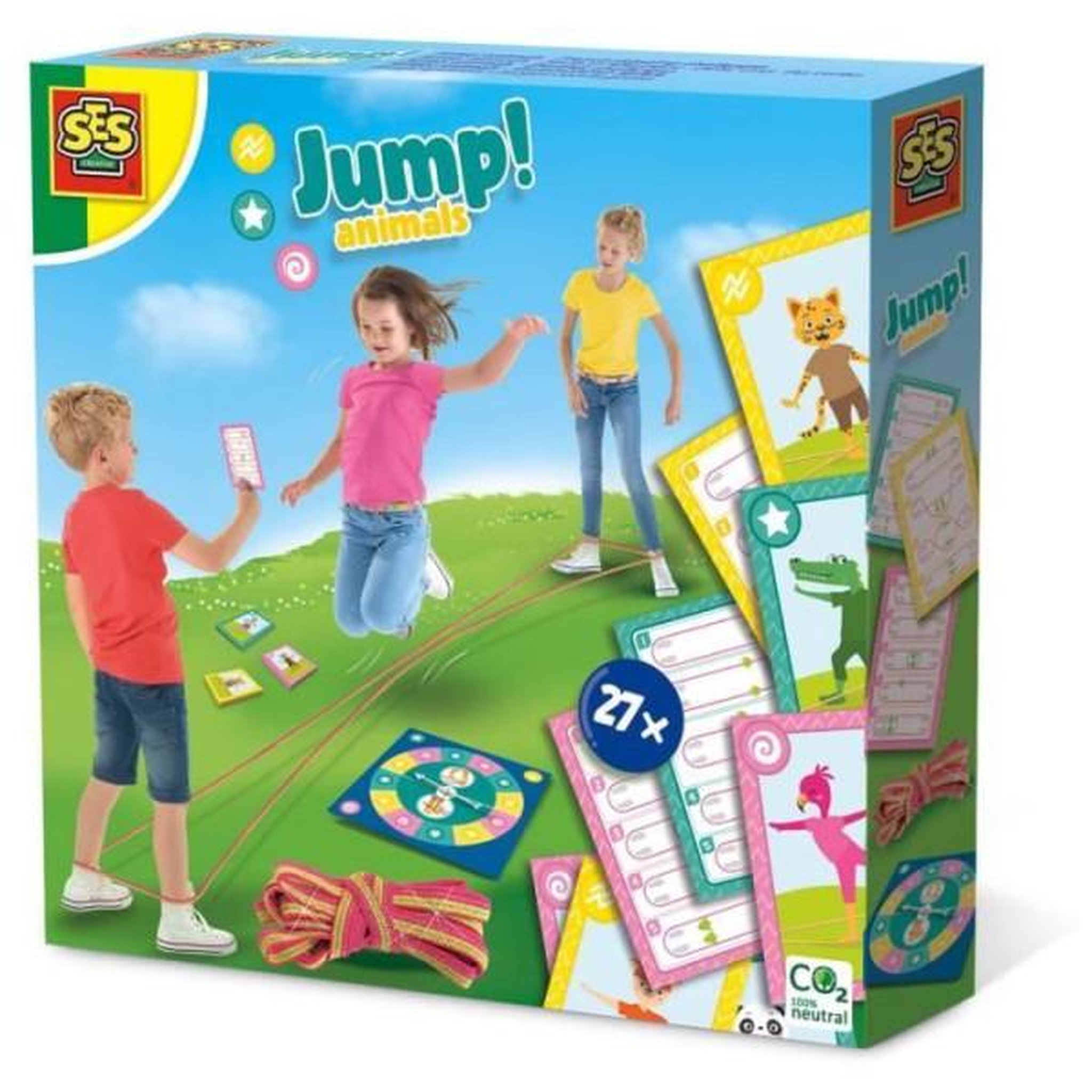 SES Creative Jeu de cartes jump! Animals - sauts a l'élastique pour enfants de 3 ans et plus - ses creative
