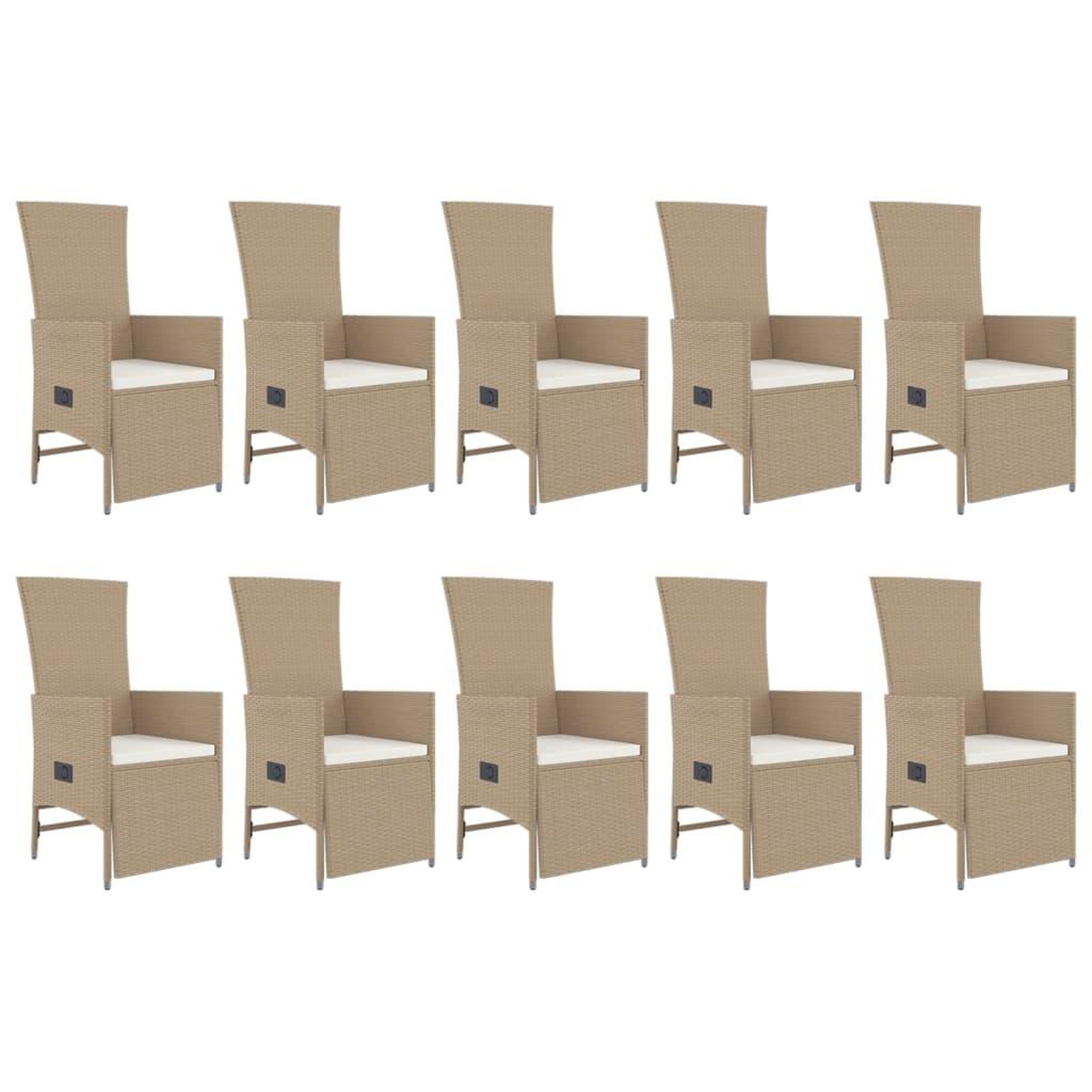 Voir la diapositive 4 : VIDAXL Ensemble a manger de jardin et coussins 11 pcs beige poly rotin
