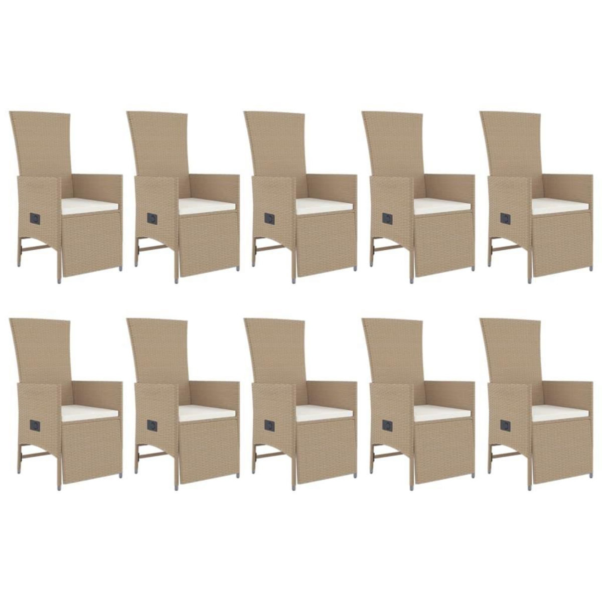 VIDAXL Ensemble a manger de jardin et coussins 11 pcs beige poly rotin