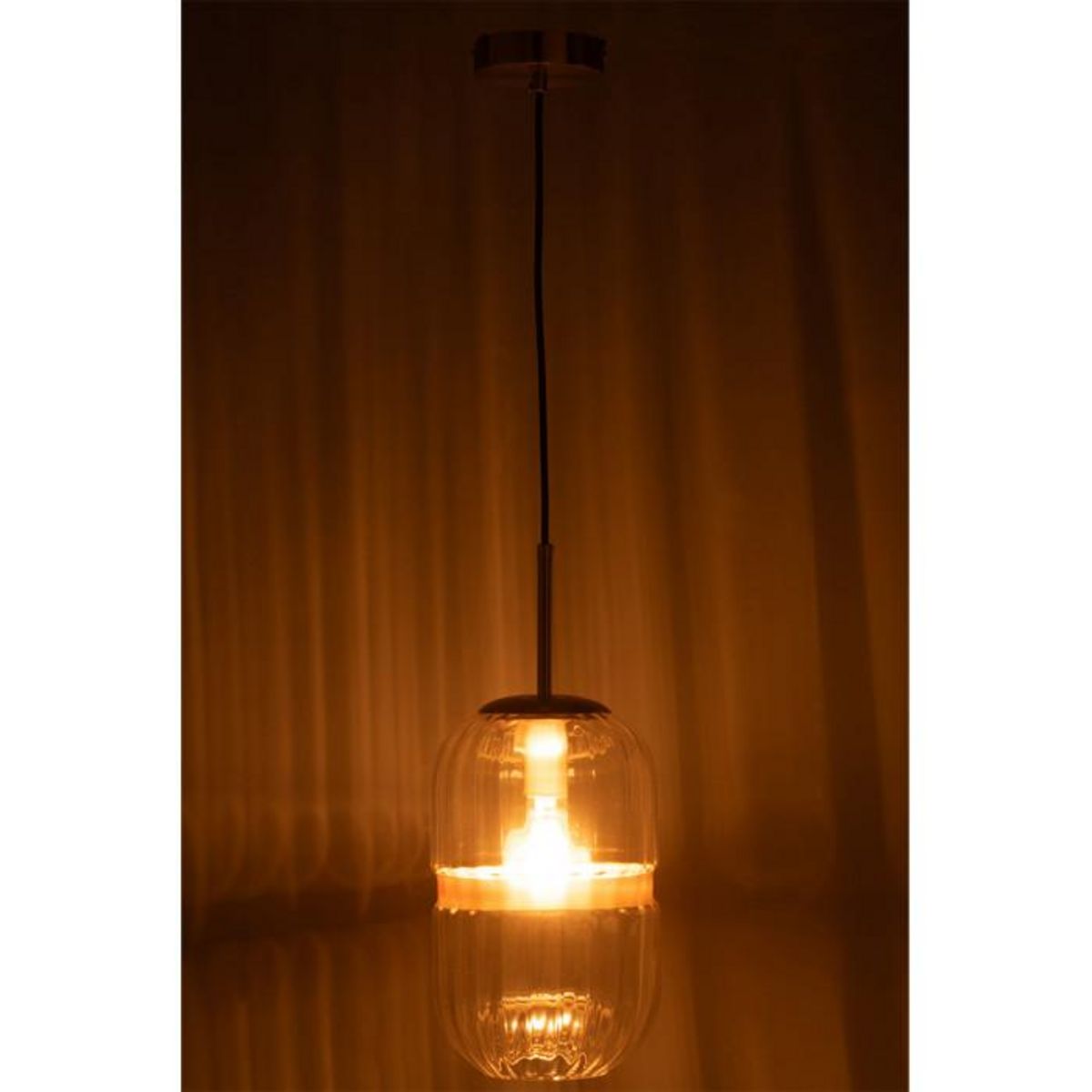 Paris Prix Lampe Suspension Tube en Verre  Murray  35cm Transparent