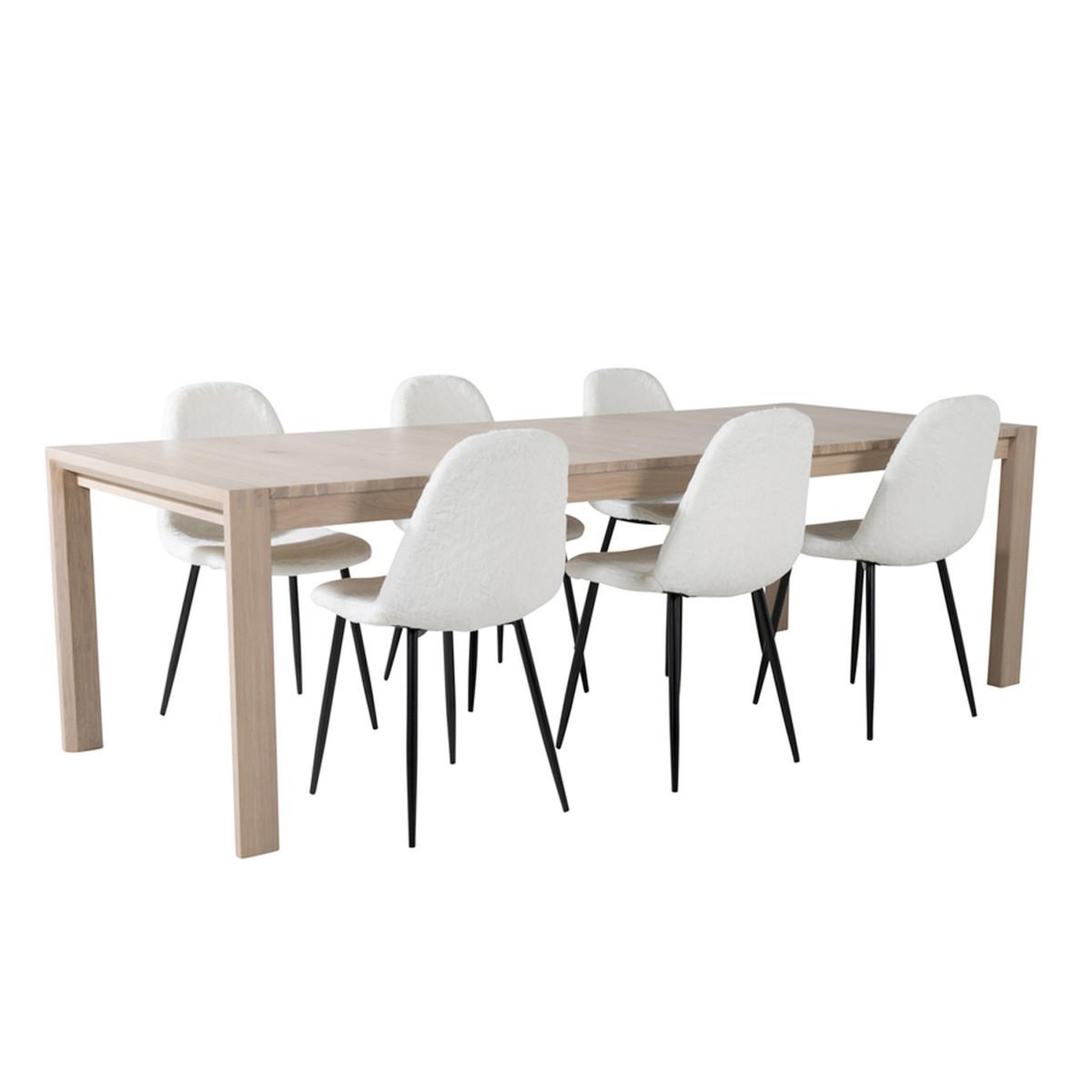 Paris Prix Ensemble table à manger extensible & 6 chaises  slider & polar  170-250cm blanc & beige