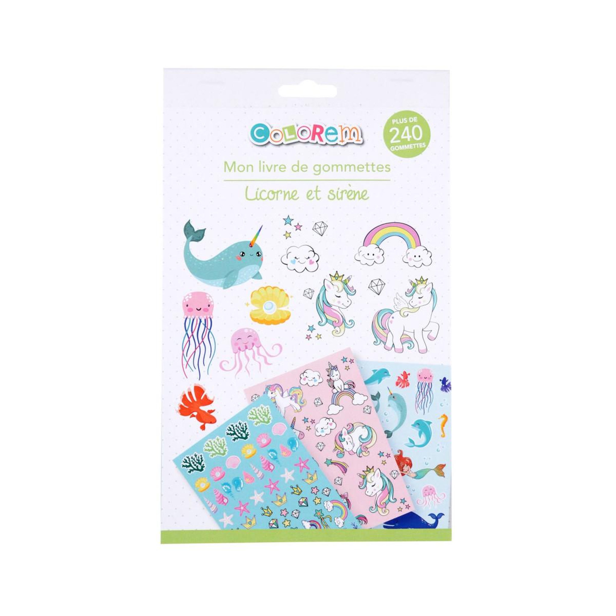HOMEA Livre de Gommettes  Licorne & Sirène  24cm Blanc