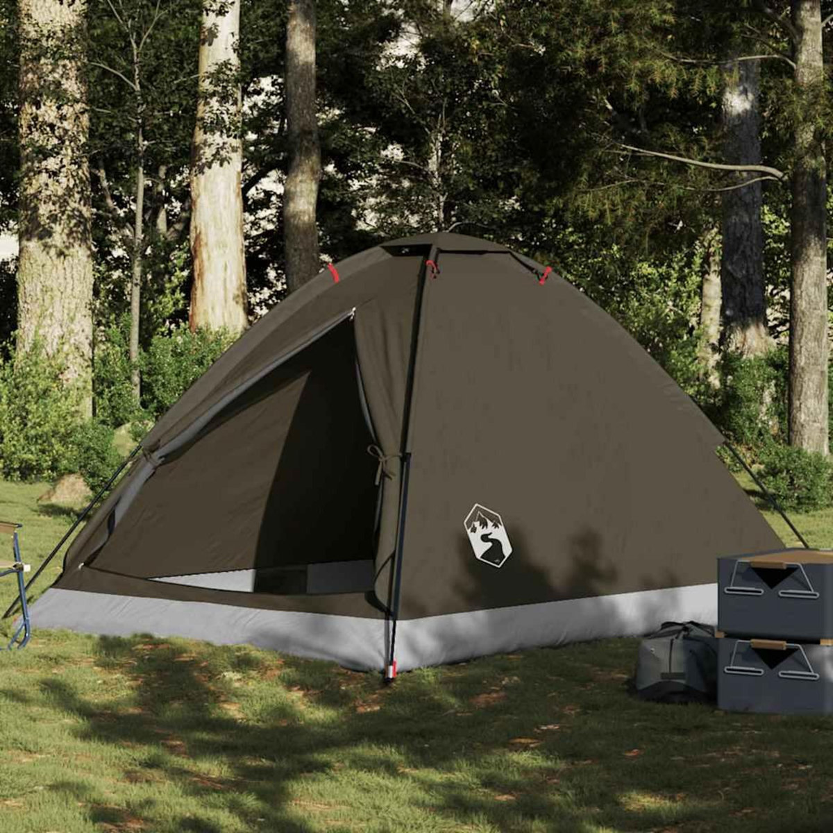 VIDAXL Tente de camping a dome 4 personnes marron impermeable