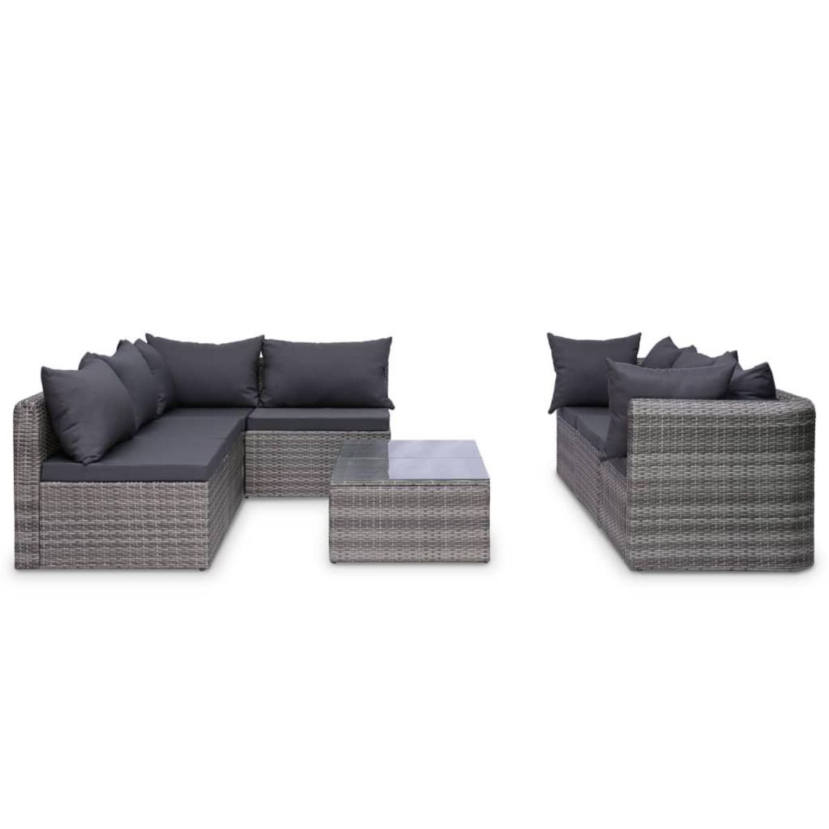 VIDAXL Salon de jardin 8 pcs avec coussins Resine tressee Gris